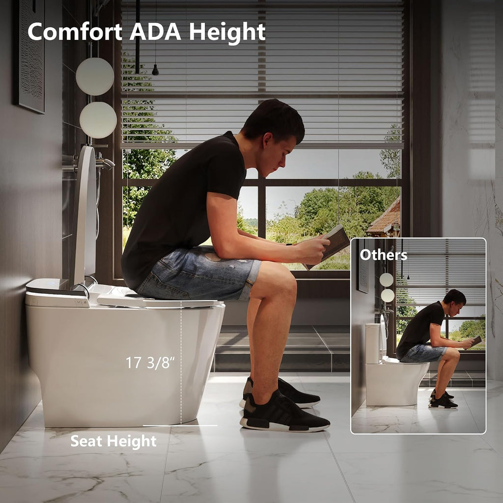 DeerValley Smart Toilet with Bidet Built in, Voice Control, Spa Wash, Auto Open/Close, Pump Assisted, Water Filter, Foam Shield, Dryer, Deodorization, ADA Height Japanese One-Piece Toilet for Bathroom
