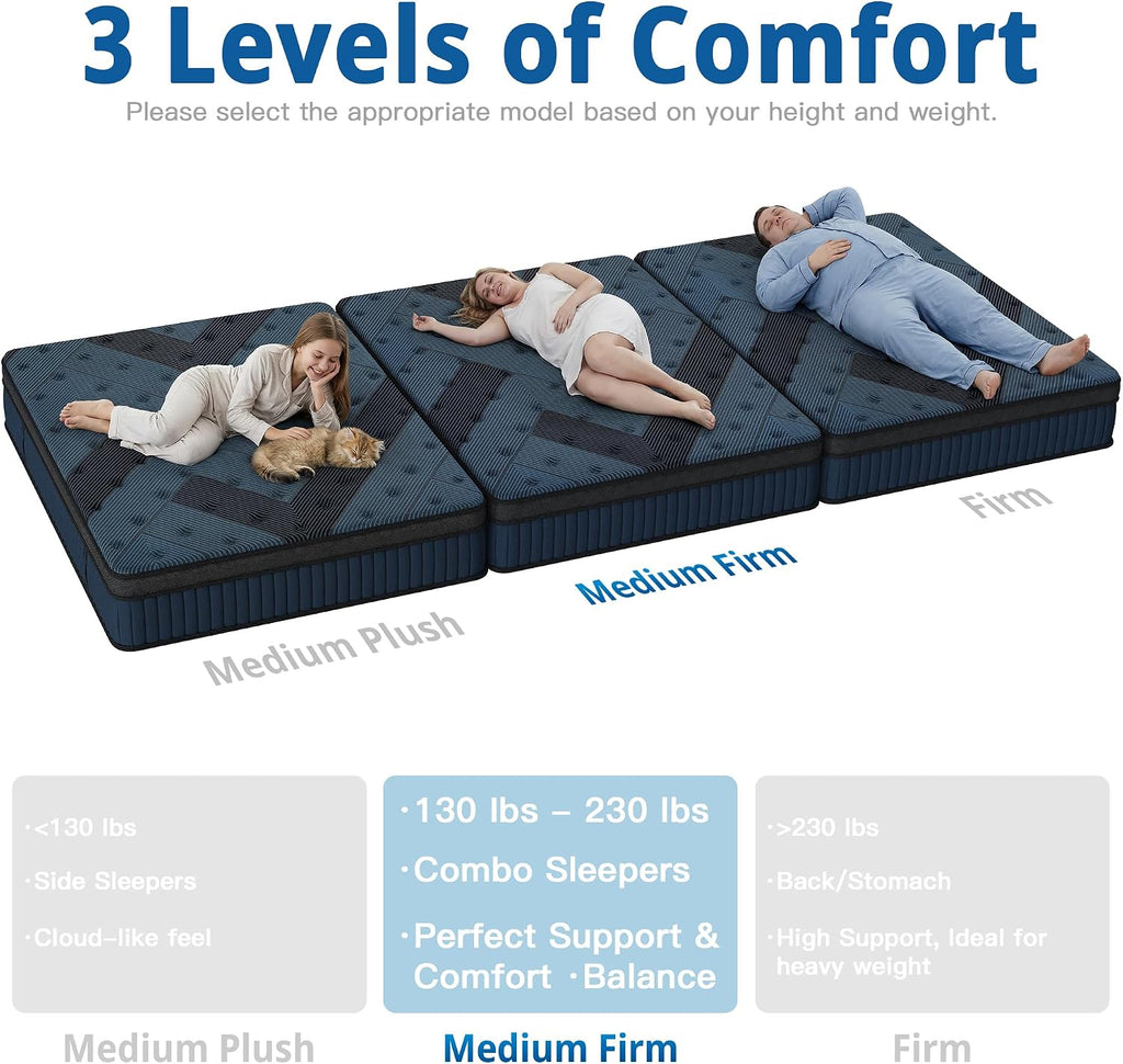 inight 10 Inch Twin Size Hybrid Mattress, Medium Firm Support for Average Weight (130-230lbs), Supportive Nebulign Foam & Silent Pocket Coils, Fiberglass-Free, CFR 1633 Compliant