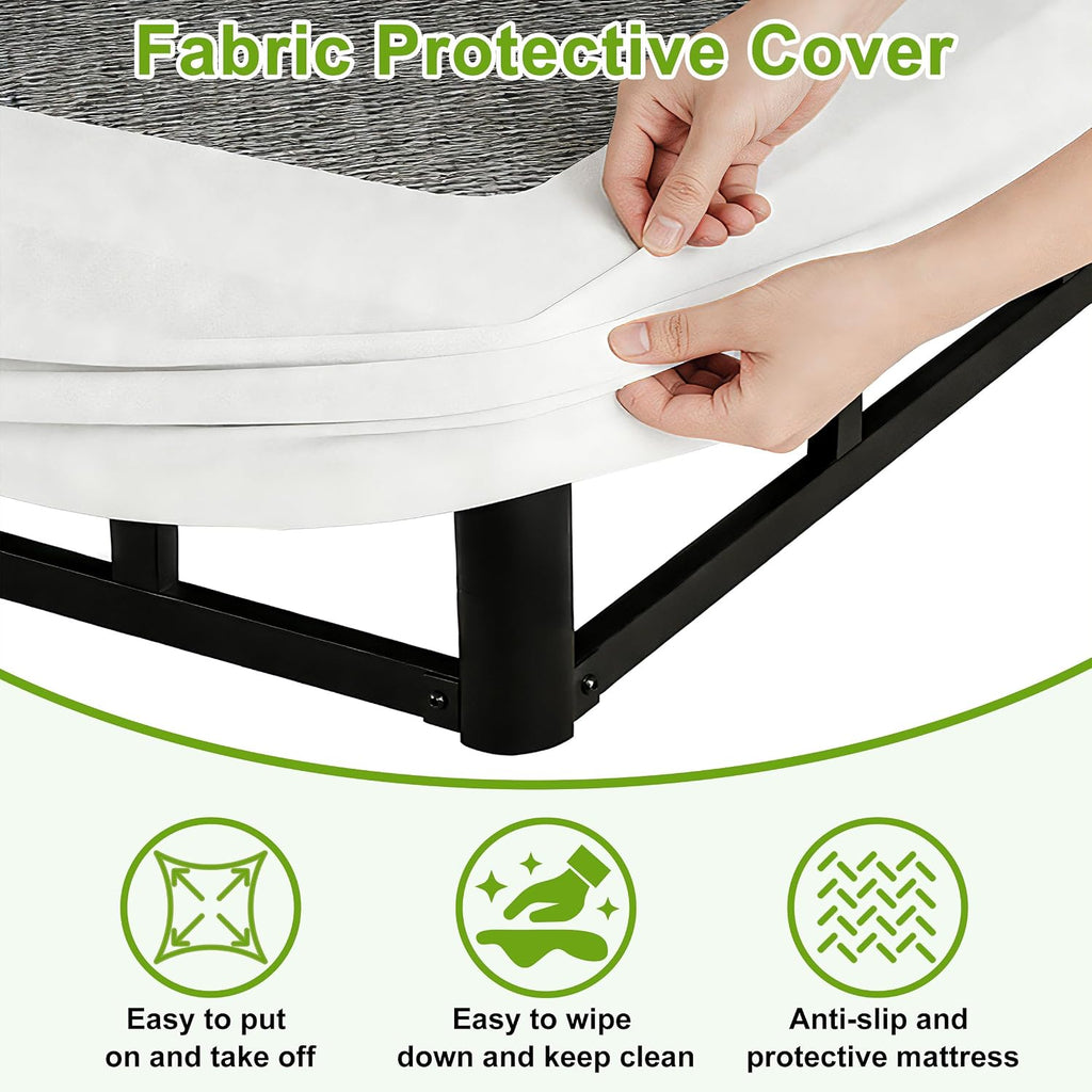 Seiugaga King Box Spring 10 Inch - Heavy Duty Box Spring Mattress Foundation Metal Bed Base with Fabric Cover, Noise Free Easy Assembly Non Slip/Non-Slip/Easy Assembly