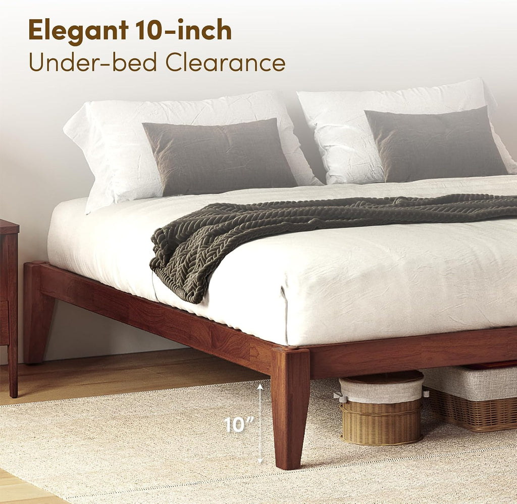 Thor Premium Solid Wood Bed Frame King, Japanese Joinery Bed Frame with Wood Slat Support, Platform Bed, No Box Spring Needed, Easy Assembly, Minimalist & Modern Style (Mahogany)