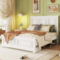 Mirightone Farmhouse Queen Bed Frame with Tall Headboard and Footboard, White Wood Bed Frames Queen with Under Bed Storage, Noise-Free, No Box Spring Needed, White