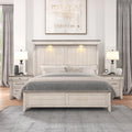 Roundhill Furniture Walcott 3-Piece Bedroom Set with Touch LED Lighting, Weathered Dusty-Taupe Finish, King