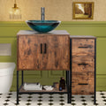 UEV 36' Antique Bathroom Vanity, Dark Brown Bathroom Vanity Set with Sink and 3 Drawers Side Cabinet Combo, Iron Wood Bathroom Cabinet with Adjustable Water Temperature Faucet (A10)