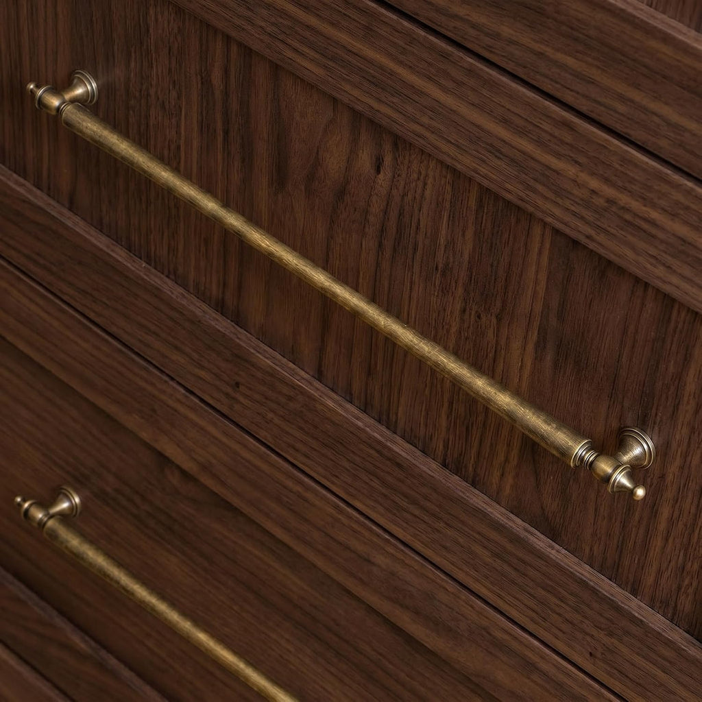 Goo-Ki Antique Brass Cabinet Pulls 12-5/8 Inch Hole Centers, 6 Pack, Zinc Alloy Vintage Handles for Kitchen, Pantry, Dresser, Vanity