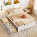 Giantex Full Size Bed Frame with 2 Storage Drawers, Solid Wood Platform Bed with Slats Support, Heavy Duty Daybed with Storage, No Box Spring Needed, Full Bed Frames for Teens Adults, White