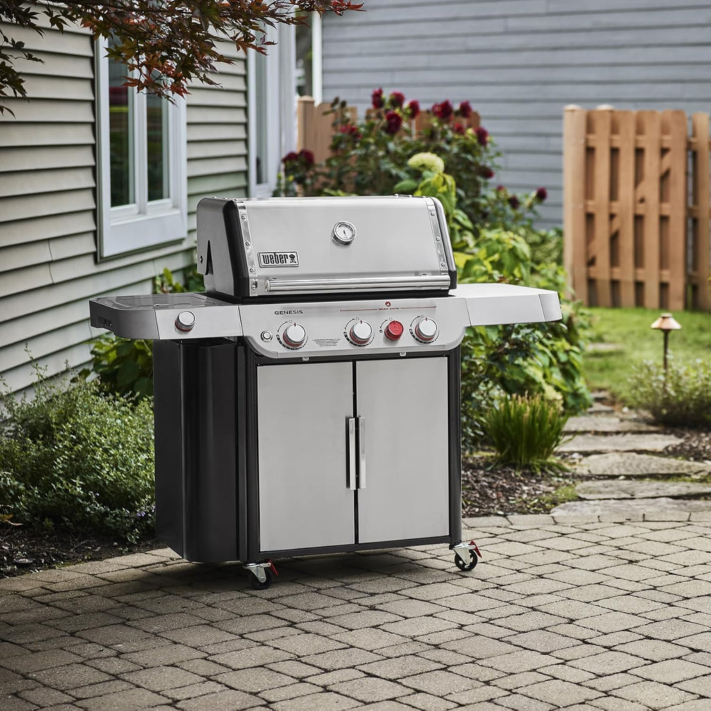 Weber Genesis S-335 Liquid Propane Gas Grill for Outdoor Cooking, Stainless Steel, 3 Burners and 1 Side Burner – Stainless Steel Cooking Grates, PureBlu Burners & Sear Zone
