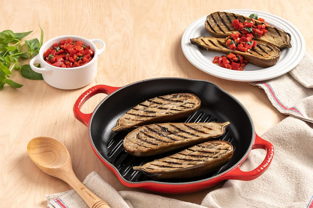 Le Creuset Enameled Cast Iron Signature Deep Round Grill, 9.75', Cerise