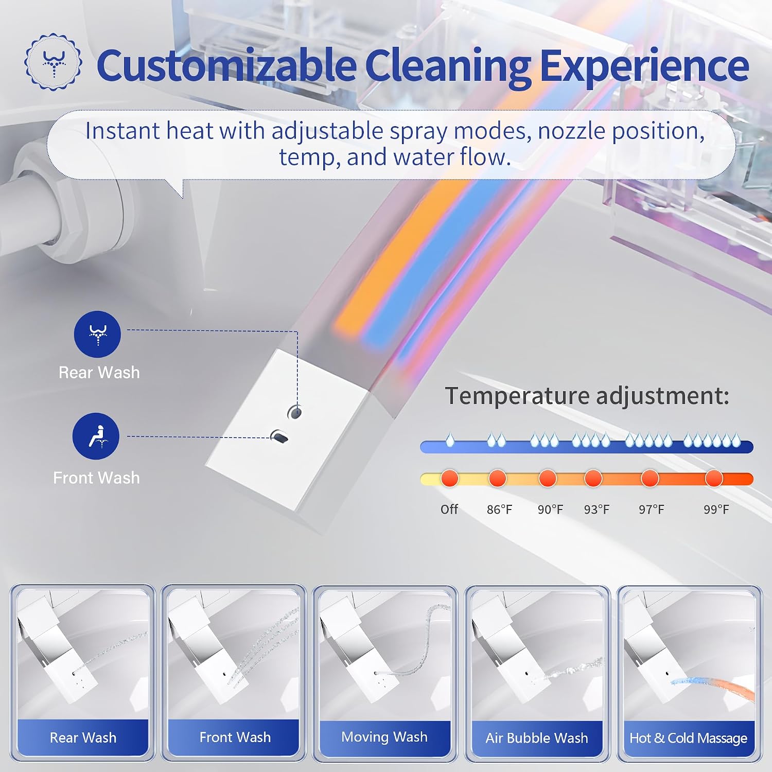 DeerValley Smart Toilet with Built-in Bidet, Auto Open/Close One Piece Toilet, 1000g MaP Auto Powerful Flush, Hot & Cold Bubble Spa Wash, Foam Shield, ADA Height, Built-in Pump for Low Water Pressure