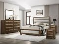 Furniture of America Johan Transitional Solid Wood 5-Piece Queen Panel Bedroom Set with 2 Nightstands, Box Spring Needed, Brown and Light Gray