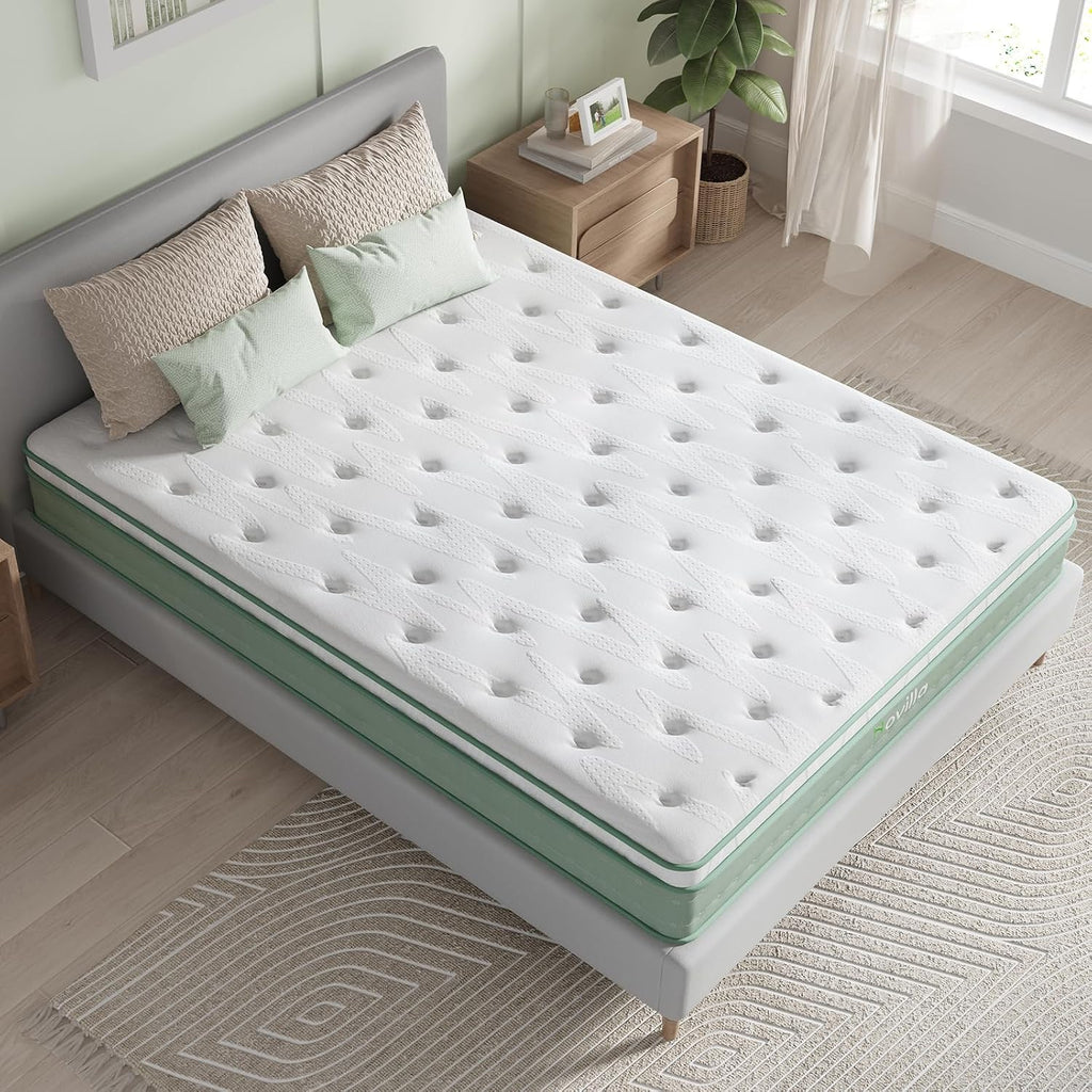 Novilla Twin Mattress, 10 Inch Hybrid Pillow Top Twin Size Mattress in a Box with Gel Memory Foam & Individually Wrapped Pocket Coils Innerspring for a Cozy & Peaceful Sleep