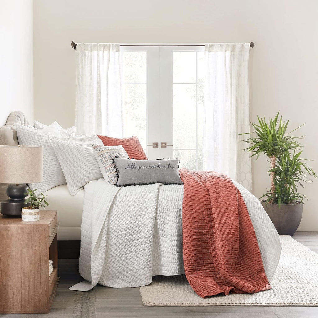Levtex Home Mills Waffle King/Cal King Quilt Set (106x92in) with 2 Pillow Shams (36x20in) - Adobe - 100% Cotton King Size Quilt Bedding Set - Lightweight, Soft, Pre-Washed