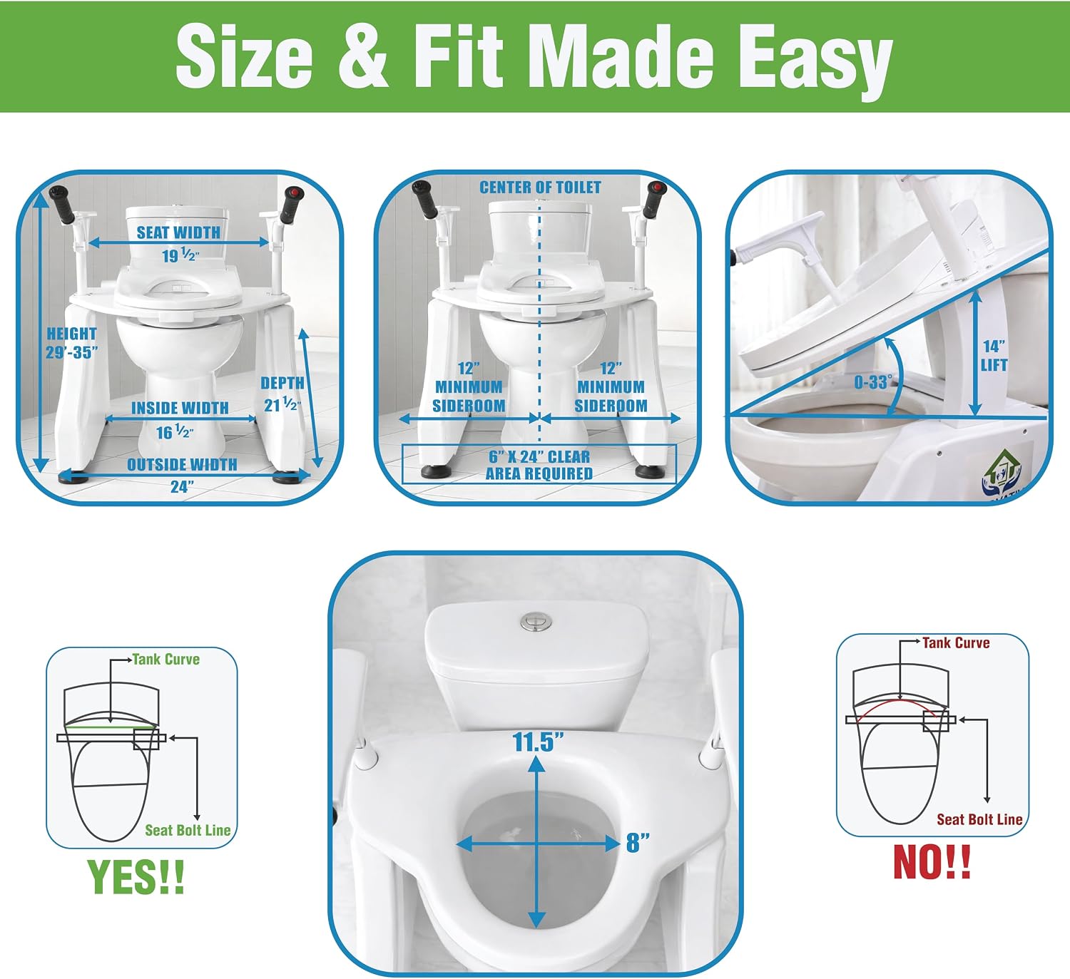LuxeLift Bidet Powered Toilet Assist Lift Electric Height Adjustable Elevated Seat Riser Built-in Bidet & Dryer Safe Certified Easy Assembly 350 LBS Capacity