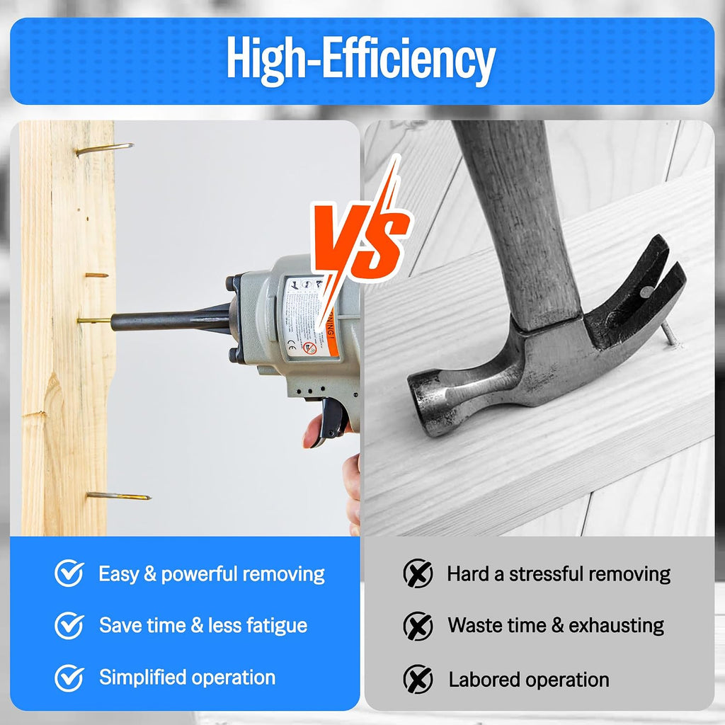 meite NP55 Pneumatic Nail Remover, Professional Heavy Duty Air Punch Nailer Denailer Gun Removes 9-16 Gauge Nails Length 71-90 mm, 85-120 PSI Pallet Nail Puller for Wooden Furniture & Reclaimed Wood