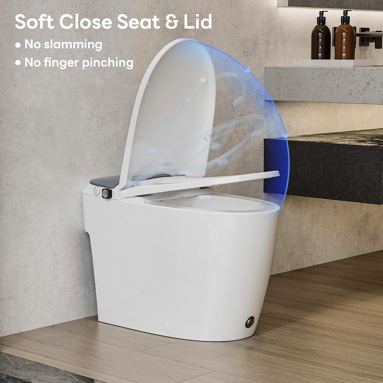 CASTA DIVA CD-W10V Non-electric Elongated Smart Toilet with Bidet, Map Flush 1000 Grams,ADA Comfort Height,Built-in Air Pressure-Assisted System for Power Flush,Soft Open and Close, 1.0GPF