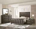 Furniture of America Wanden Solid Wood 5-Piece Bedroom Set, Queen-Size Bed with Vertical Faceted Headboard and Footboard, Beveled Bracketed Feet, Box Spring Needed, Espresso