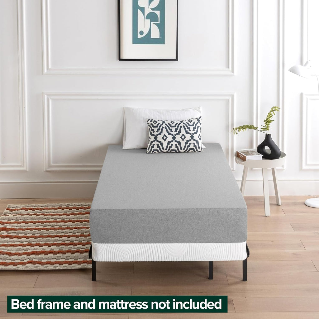 ZINUS No Assembly Metal Box Spring / 4 Inch Grey Mattress Foundation / Sturdy Metal Structure, Twin