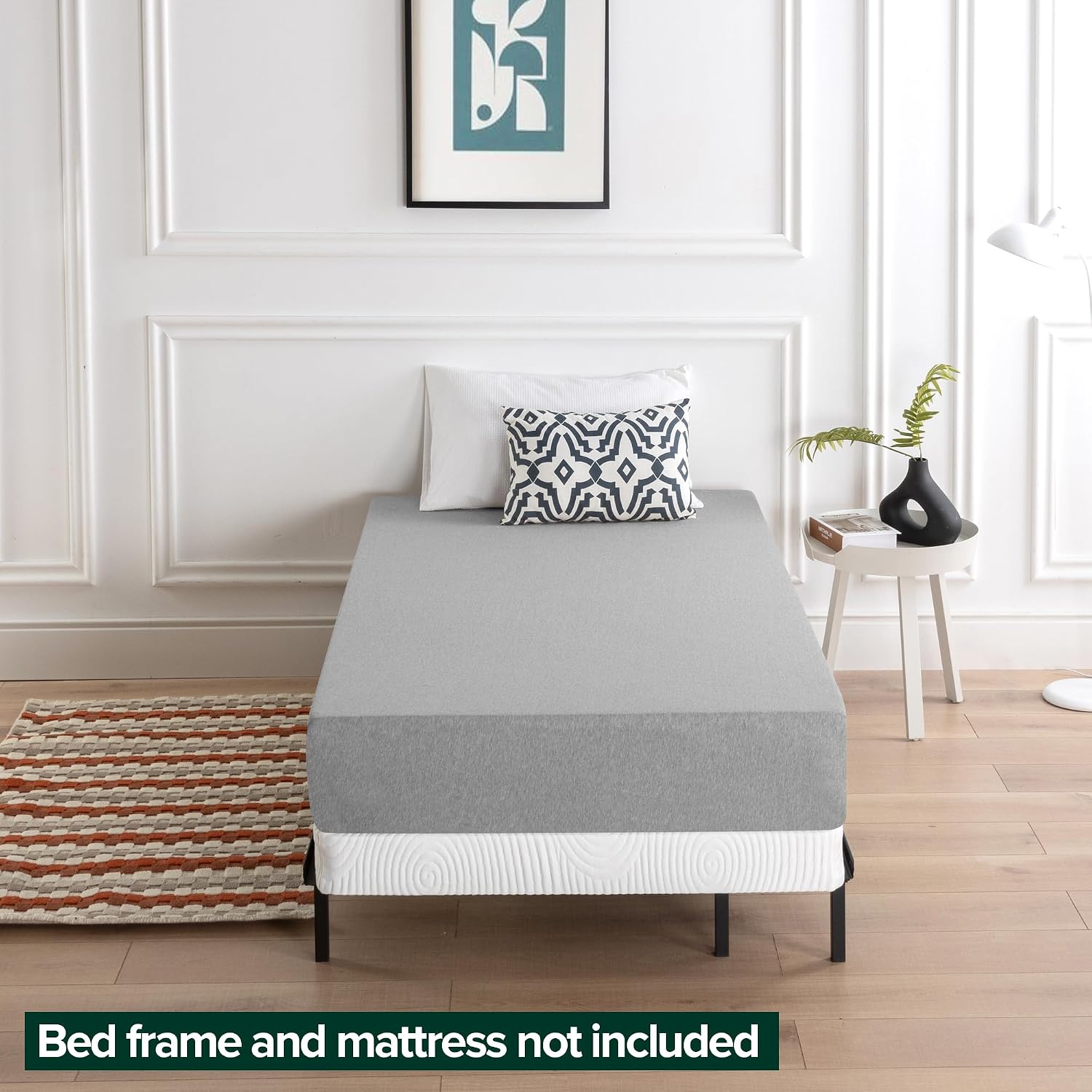 ZINUS No Assembly Metal Box Spring / 4 Inch Grey Mattress Foundation / Sturdy Metal Structure, Twin