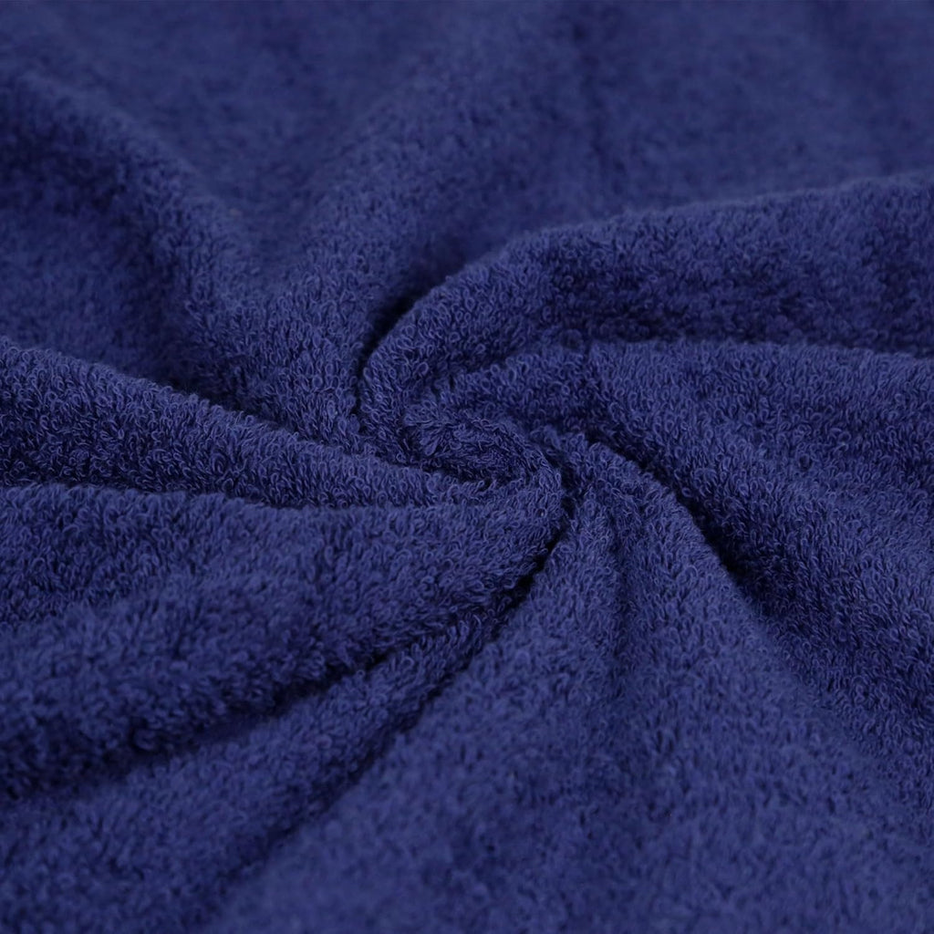Amazon Basics 6-Piece Fade-Resistant 100% Cotton Towel Set, Soft and Absorbent, 2 BathTowels, 2 HandTowels, 2 Washcloths, Navy Blue (Pack of 6)