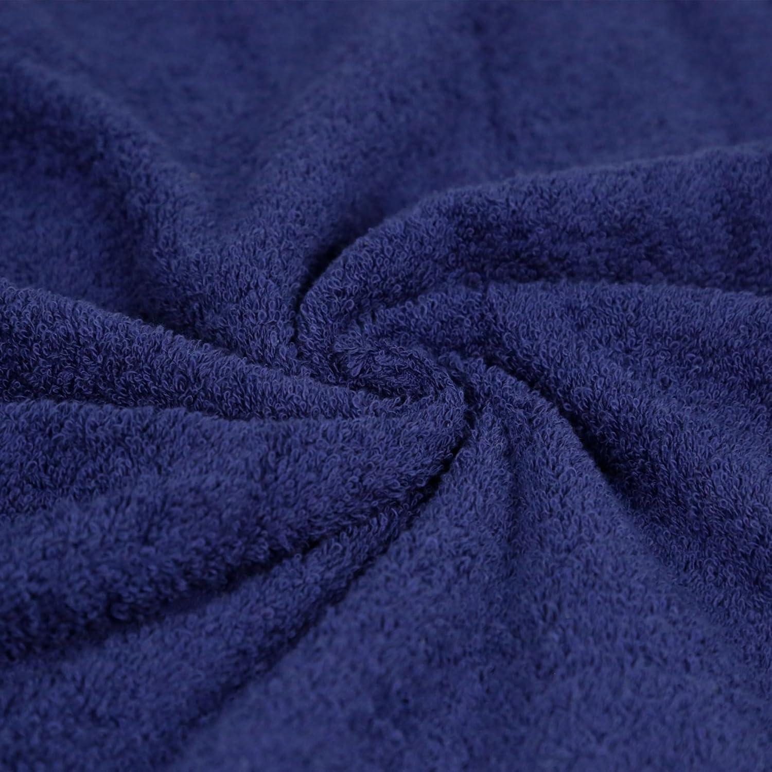 Amazon Basics 6-Piece Fade-Resistant 100% Cotton Towel Set, Soft and Absorbent, 2 BathTowels, 2 HandTowels, 2 Washcloths, Navy Blue (Pack of 6)