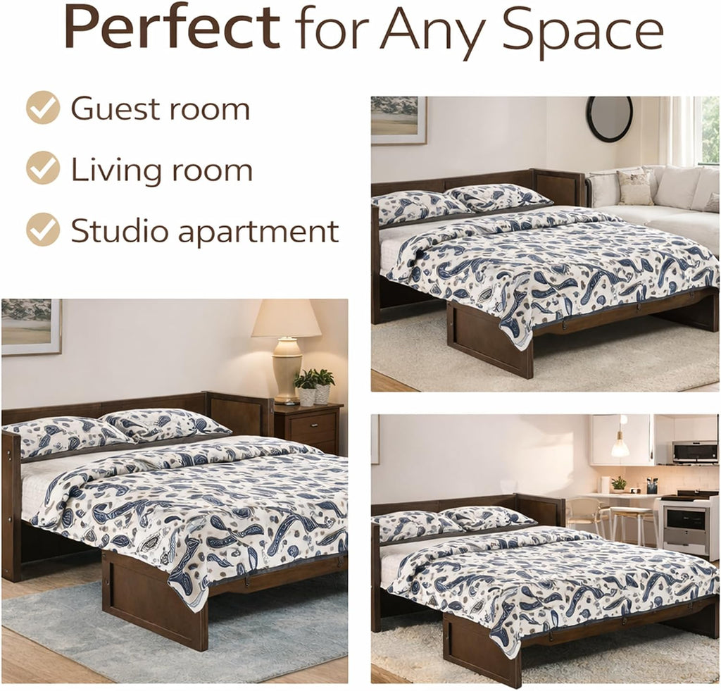 NIGHT & DAY Furniture Murphy Cube Cabinet Bed (Rustic Brown w/Ranchero Hardware, Queen)