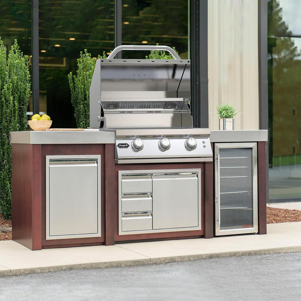 Hygrill Premium XTR 3-Burner Built In Grill, Stainless Steel Grill Head for Outdoor Kitchen and BBQ Grill Island, Heavy Duty Natural Gas Grill