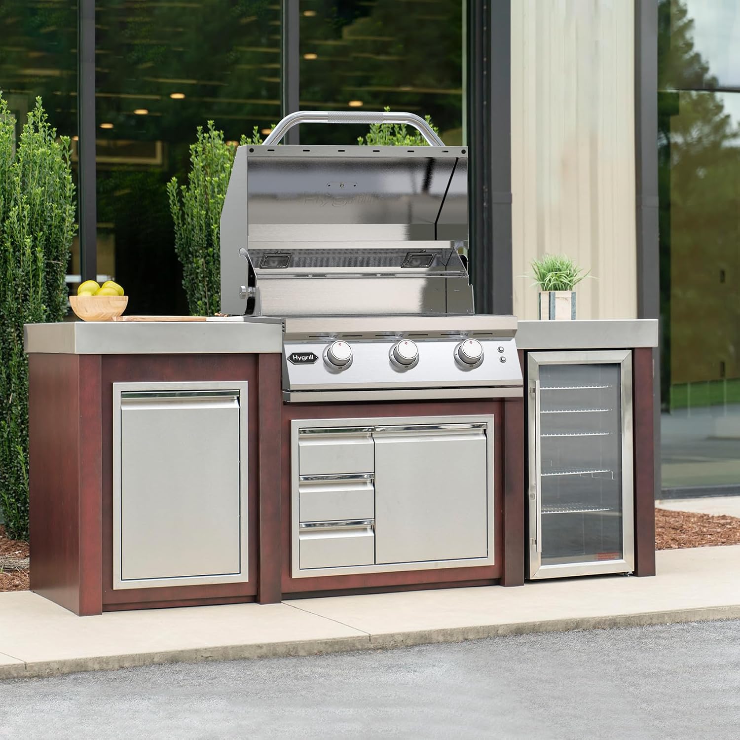 Hygrill Premium XTR 3-Burner Built In Grill, Stainless Steel Grill Head for Outdoor Kitchen with LED Lights, Liquid Propane
