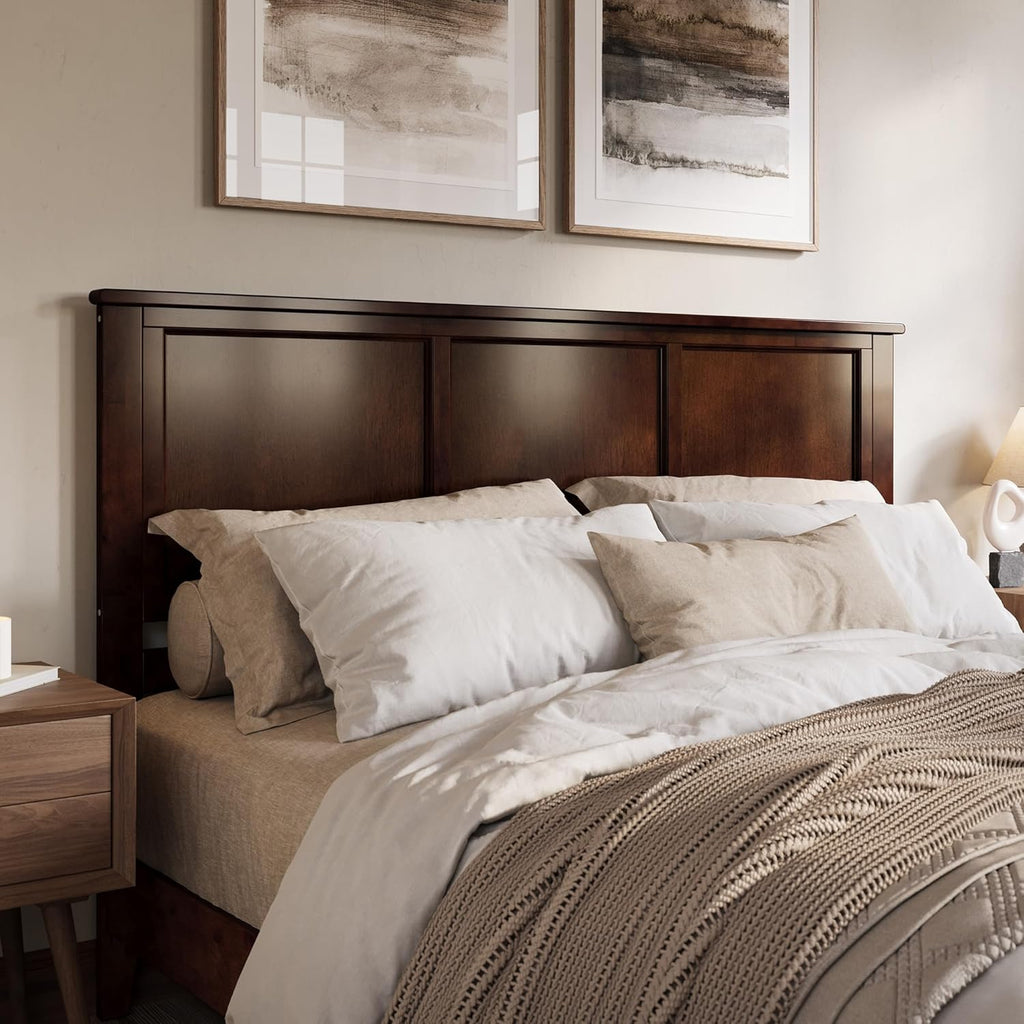 AFI, Madison King Solid Wood Panel Headboard, Walnut