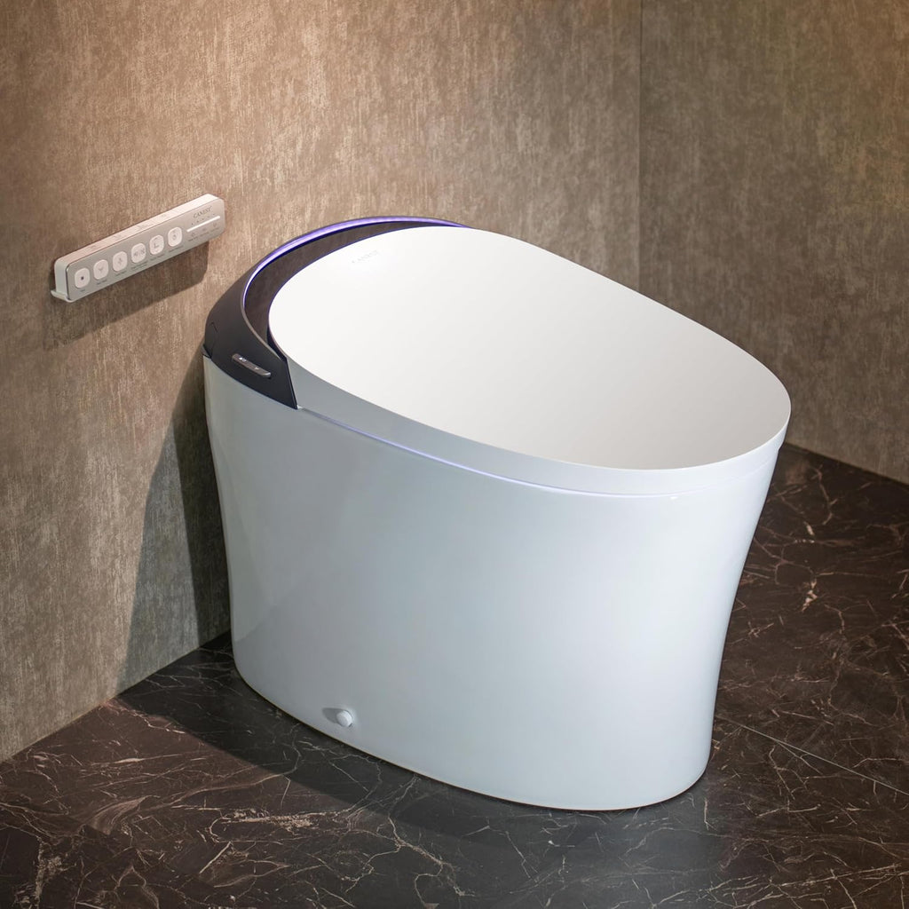 CANEST Smart Toilet with Foam Shield, 17.5' ADA Chair Height, 1.1/1.6GPF Dual-Flush Bidet Toilet, 12' Rough-in, One Piece Toilet, Auto Open/Close, Instant Hot Water, Eco Mode, Deodorization