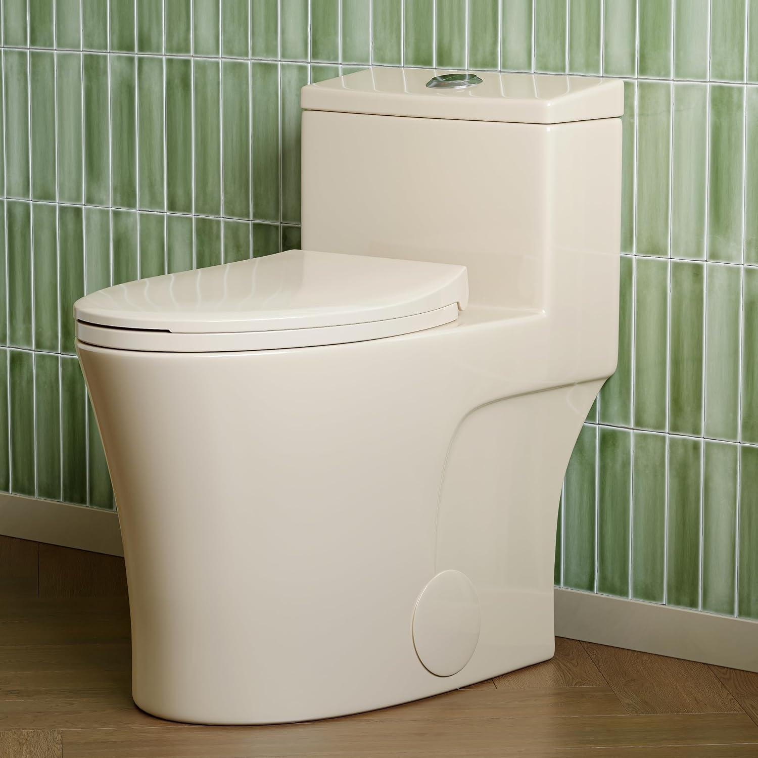 HOROW T0338WBC Elongated One Piece Toilet Bisque, ADA Toilet 17.3' with Comfortable Chair Height Seat, Modern Toilet for Bathroom, Dual Flush 0.8/1.28 GPF, 12' Rough-in Toilet Bowl Bisque