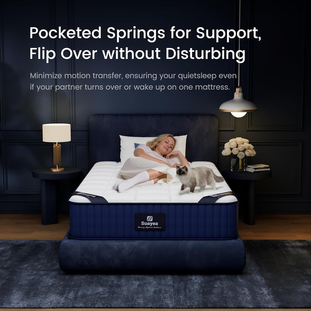 Twin XL Mattress 8 inch, Hybrid XL Twin Mattress in a Box, Twin XL Memory Foam Mattress Cooling Gel with Pocket Springs, Luxury Mattress Twin XL for Pressure Relief, CertiPUR-US, Medium Firm