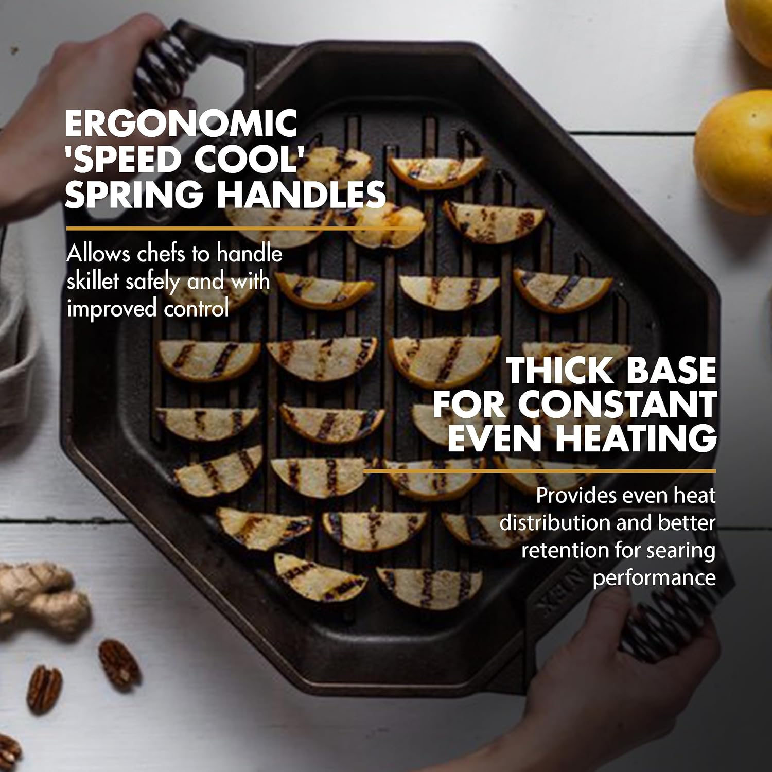 FINEX 12' Cast Iron Grill Pan, Modern Heirloom, Handcrafted in The USA, Pre-Seasoned with Organic Flaxseed Oil
