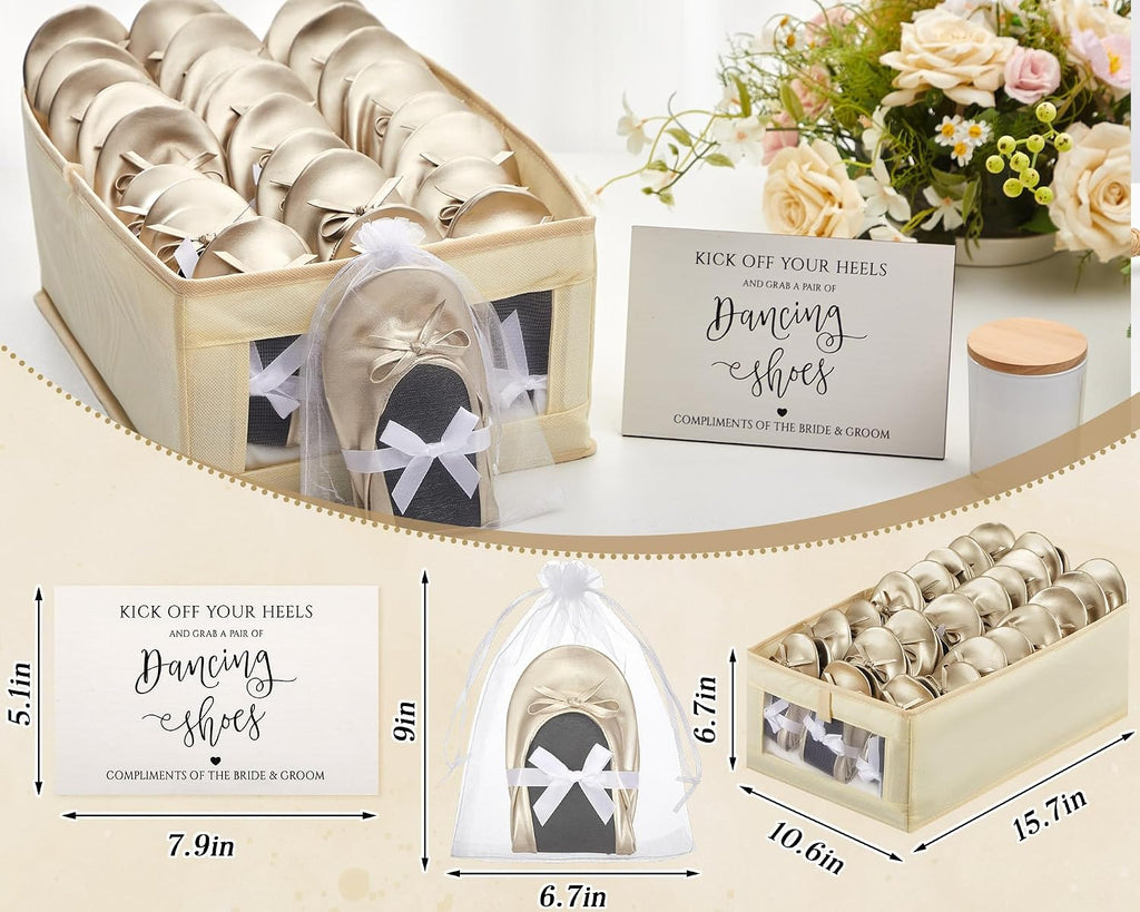 Jecery Foldable Ballet Flat for Wedding Guests Bulk Women Ballerina Dancing Slippers Party Sign Portable Travel Purse Shoes for Bridesmaid Flats Women Wedding Slippers Gift