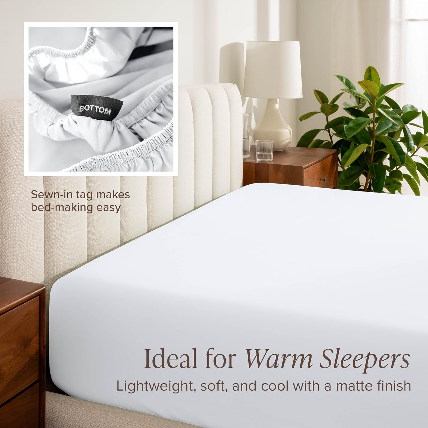 Bare Home 100% Organic Cotton Split King Sheet Set - Crisp Percale Weave - Lightweight & Breathable - Bedding Sheets & Pillowcases (Split King, White)