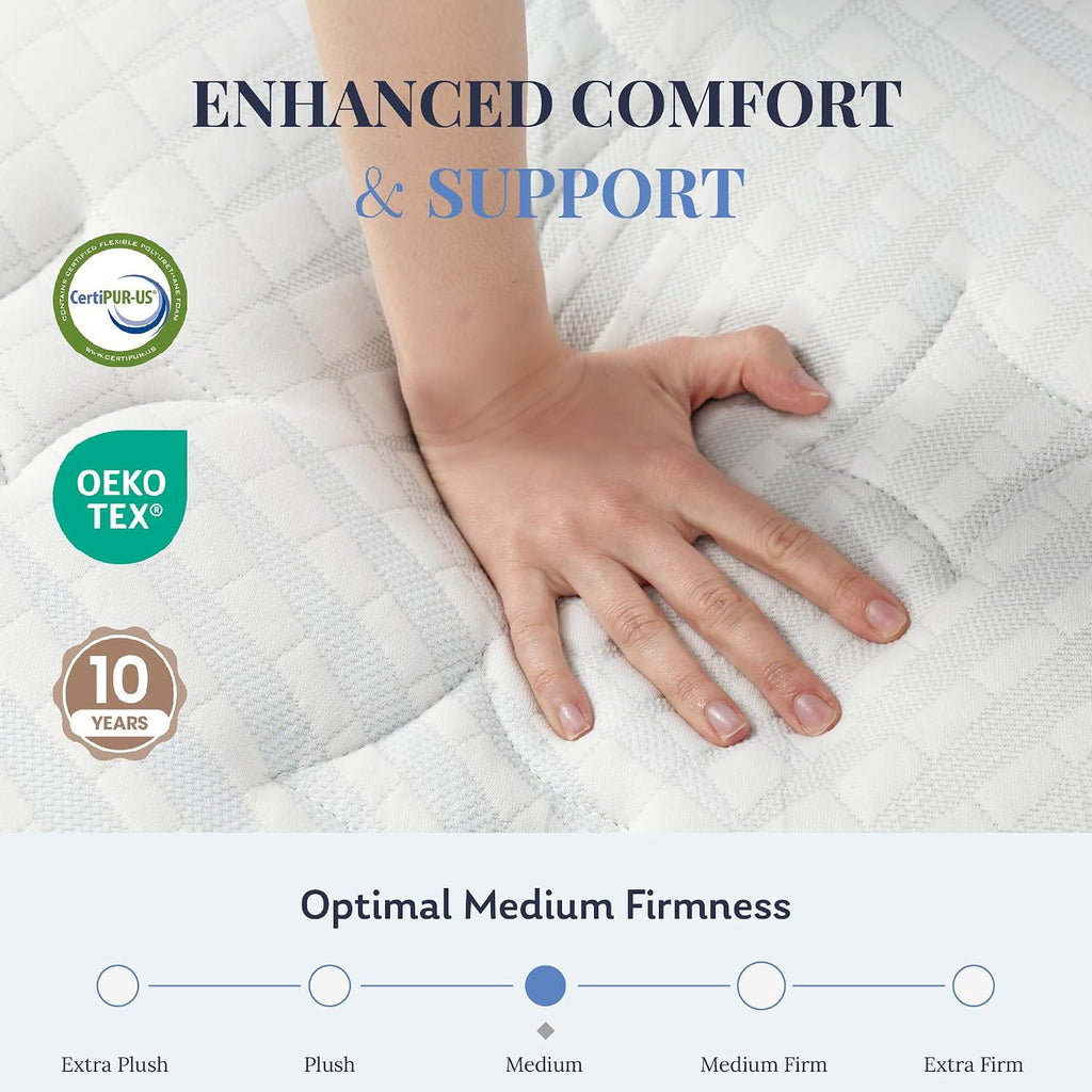 Twin XL Mattress, 10 Inch Twin XL Size Hybrid in a Box, Medium Feel Foam and Individual Pocket Springs, Fiberglass Free Bed, Extra Edge Support, Pressure Relief, CertiPUR-US, Blue
