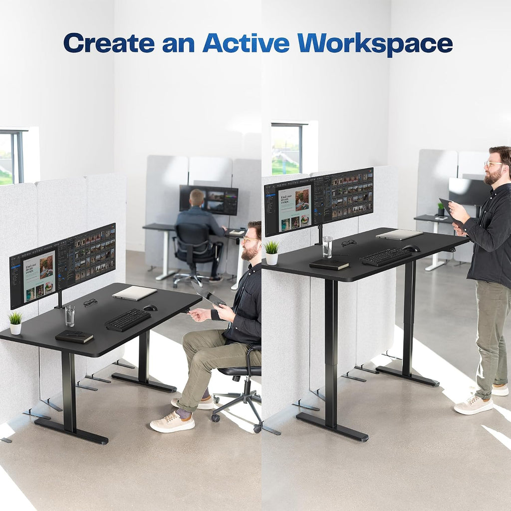 VIVO Electric 60 x 30 inch Stand Up Desk, Height Adjustable, Black Top Black Frame, Home and Office Furniture Sets, DESK-KIT-0B6B