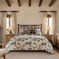 Levtex Home - Lodge Toile Quilt Set - King Quilt and Two King Shams - Mountain Lodge - Brown Cream Charcoal - Quilt (106x92in.) and Shams (20x36in.) - Reversible - Cotton