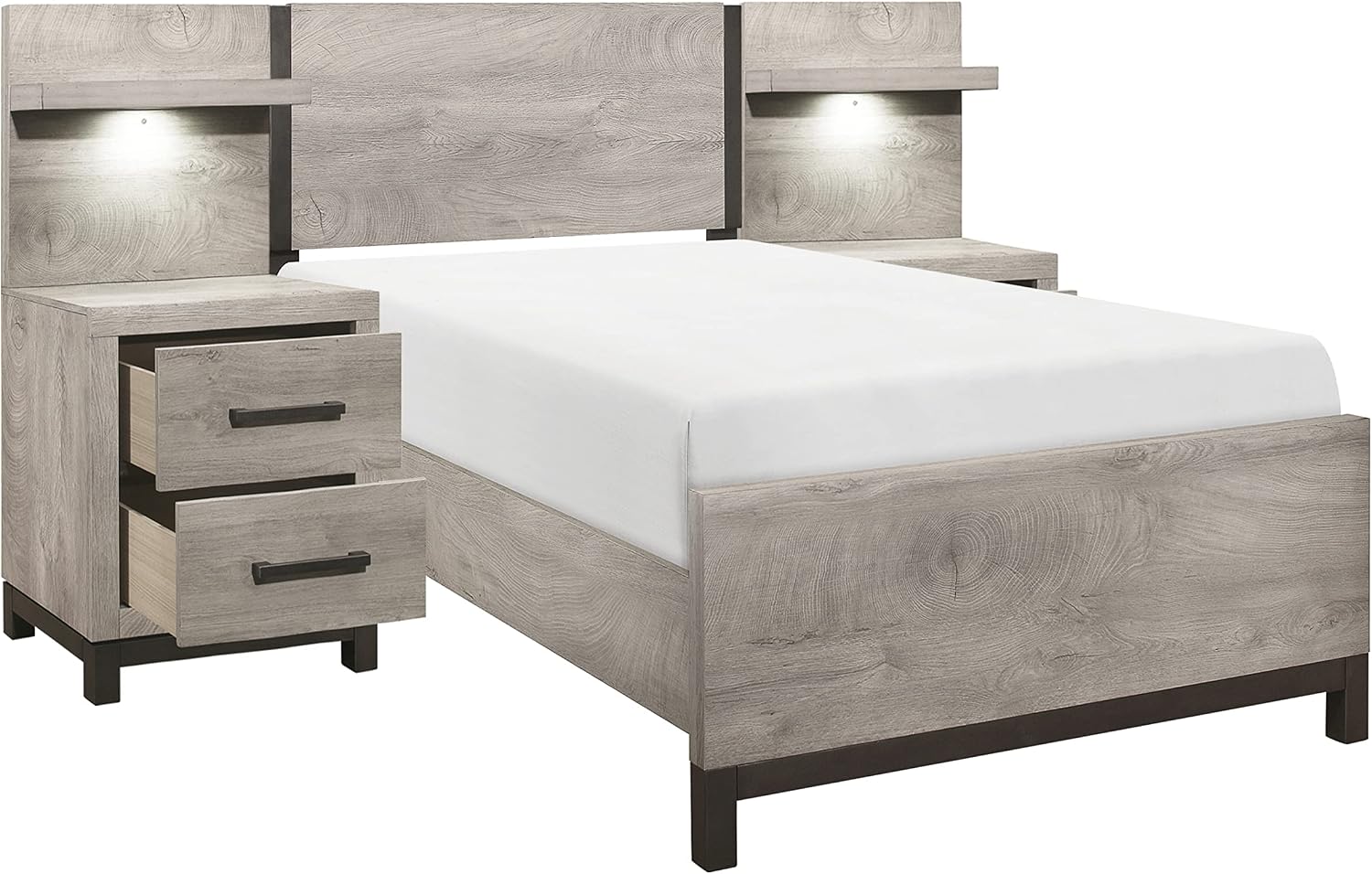 Lexicon Azalea 3-Piece Bedroom Set, Twin, Light Gray/Gunmetal