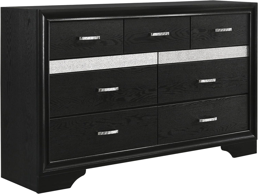 Coaster Home Furnishings Miranda Contemporary 5-Piece Bedroom Set Eastern King Size Storage Panel Bed Frame 50-inch Headboard Black 206361KE-S5