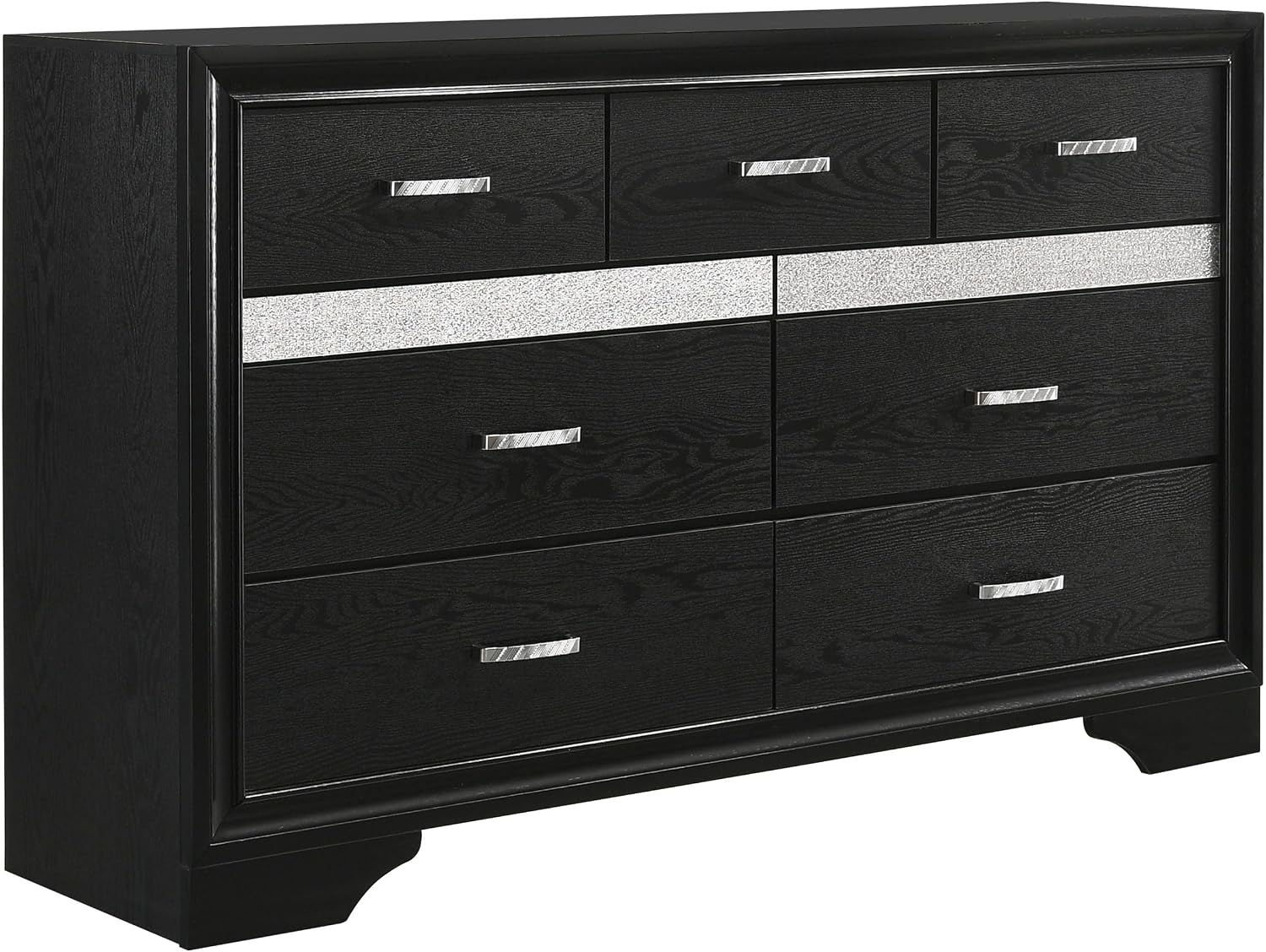 Coaster Home Furnishings Miranda Contemporary 5-Piece Bedroom Set Eastern King Size Storage Panel Bed Frame 50-inch Headboard Black 206361KE-S5