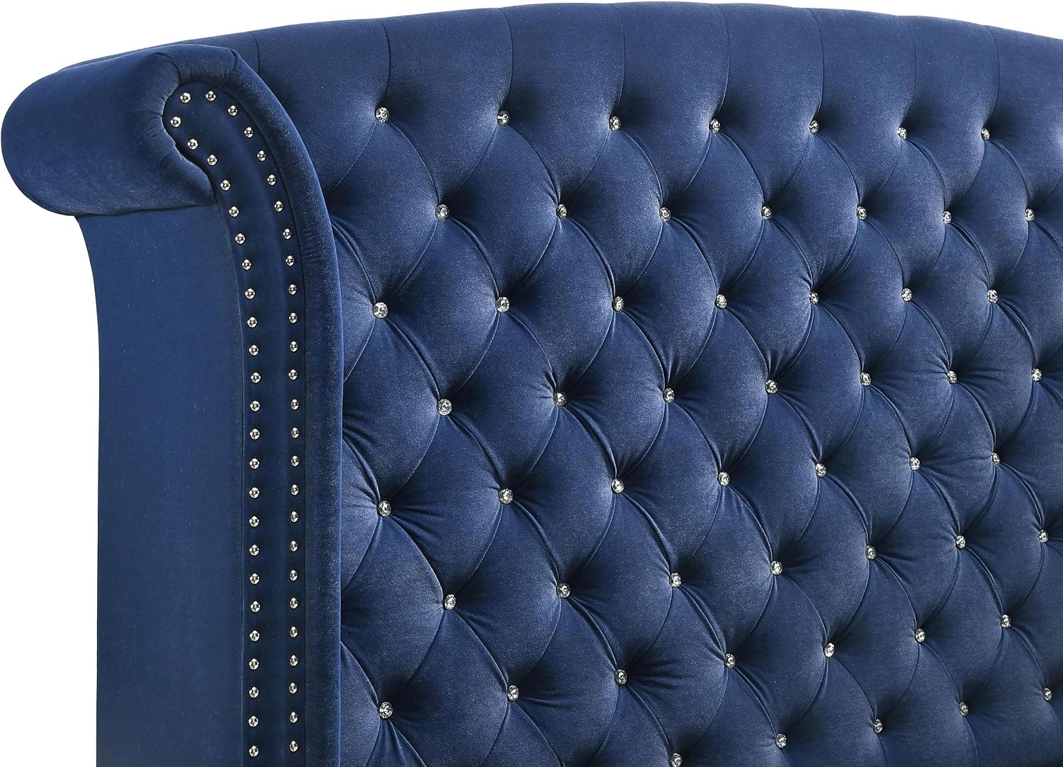 Coaster Home Furnishings Melody Modern Classic 5-Piece Bedroom Set Velvet Upholstered Eastern King Size Wingback Bed Frame 66-inch Headboard Pacific Blue 223371KE-S5