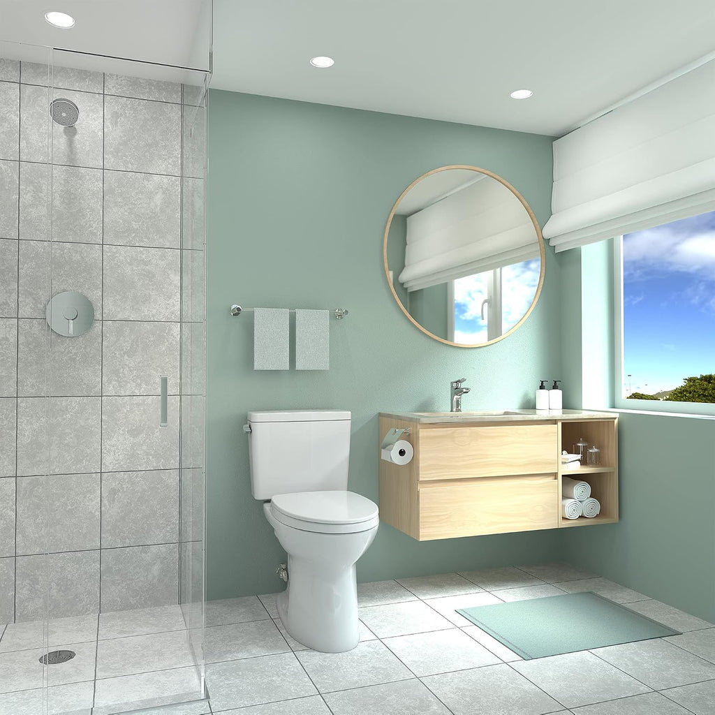 TOTO Drake Two-Piece Elongated 1.28 GPF TORNADO FLUSH Toilet with CEFIONTECT and SoftClose Seat, WASHLET+ Ready, Cotton White - MS776124CEG#01