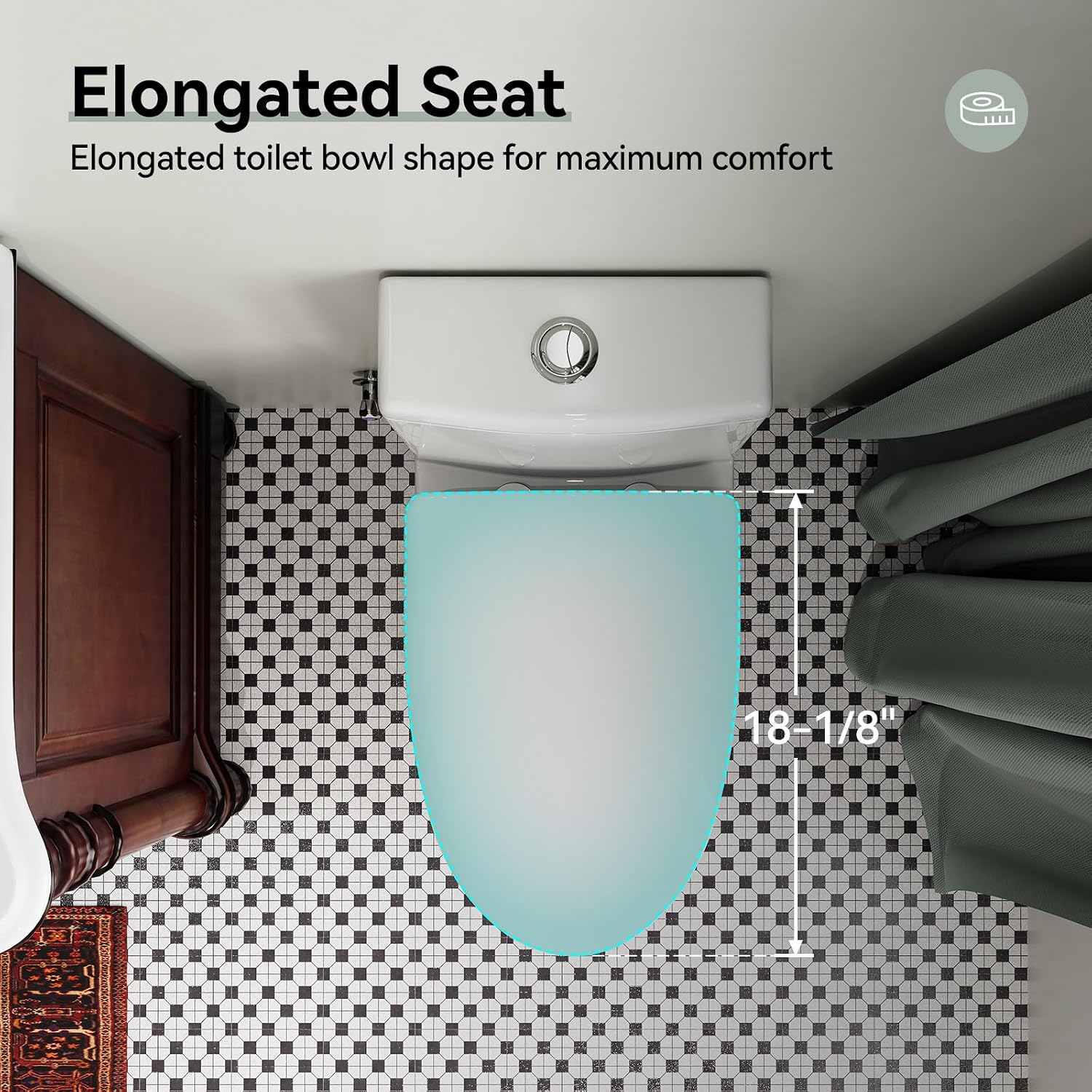 HOROW HR-ST076WD Dual Flush Elongated Toilet with Soft Close Seat, High-Efficiency Supply, Standard Bathroom Toilet 12' Rough-In, White Finish