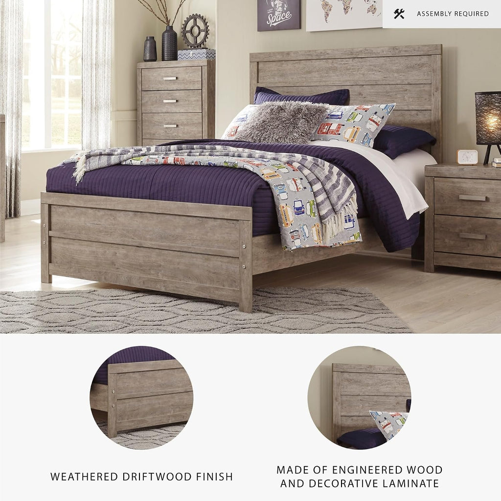 Signature Design by Ashley Culverbach Farmhouse Full Panel Bed, Foundation or Box Spring Needed, Gray