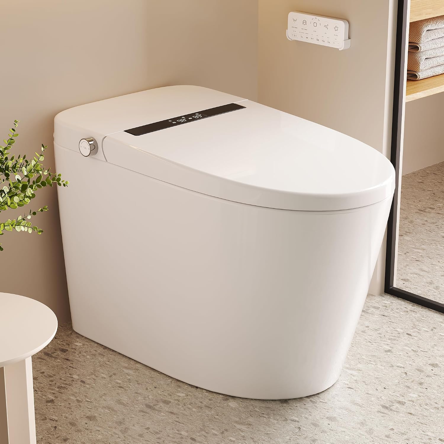 DeerValley Smart Toilet with Bidet Built in, Smart Toilet for Bathrooms with Powerful Flush, Foot Sensor Operation, Heated Seat, Dryer, Night Light, Digital Display