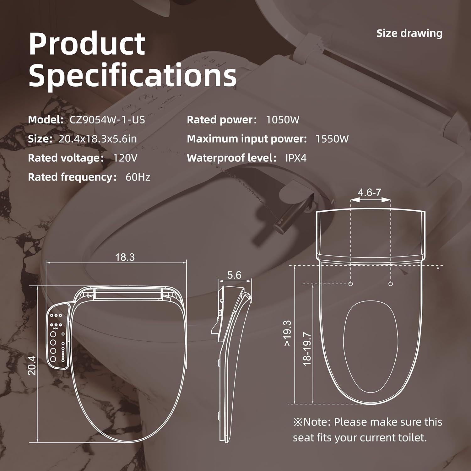 BRAVAT® Electronic Smart Bidet Toilet Seat – Heated Seat, Instant Warm Water, Stainless Steel Nozzle, Cleansing Rinse, Warm Air Dryer, Night Light, Easy Install, Elongated, White