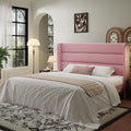 SHA CERLIN King Size Velvet Bed Frame with Wingback Headboard/Upholstered Platform Bed with Wooden Slats/Mattress Foundation/No Box Spring Needed/Easy Assembly/Pink