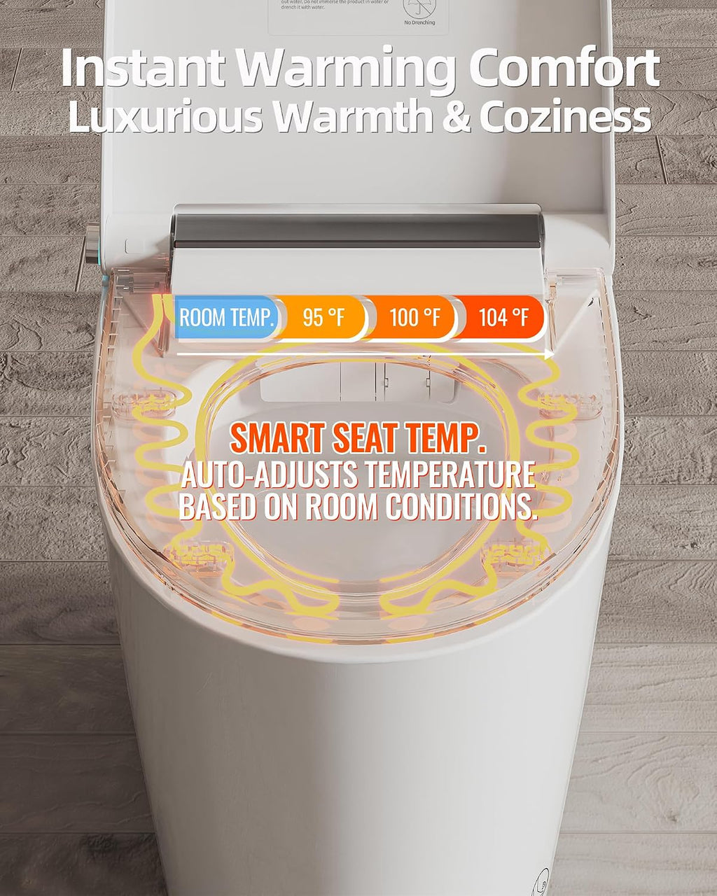 Smart Toilet Lite without Bidet, One Piece Elongated Modern Toilet with Heated Seat, Pump-Assisted Auto Flush, Foot Sensor Operation, Night Light, Built-in Water Tank, Blackout Flush