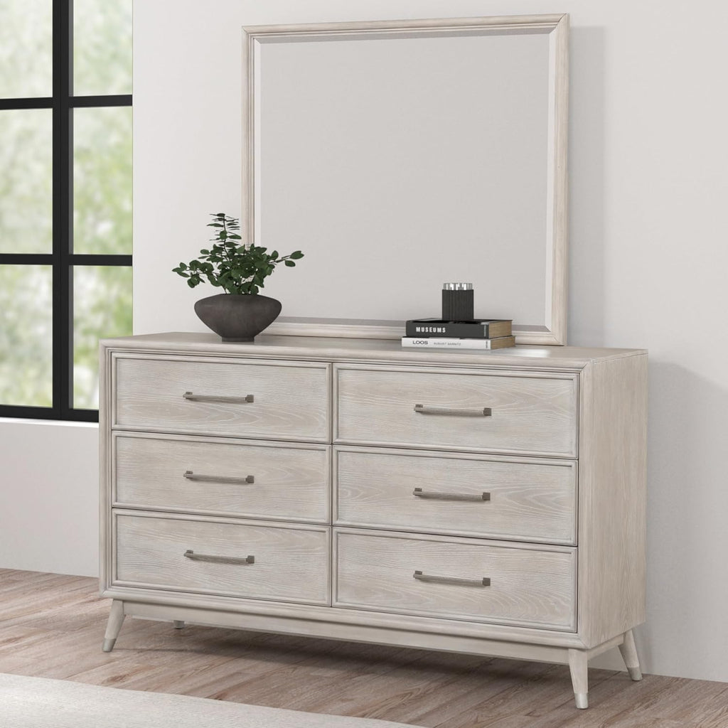 Roundhill Furniture Seluna 4-Piece Bedroom Set with Touch LED Lighting, Gray Oak Finish, Queen