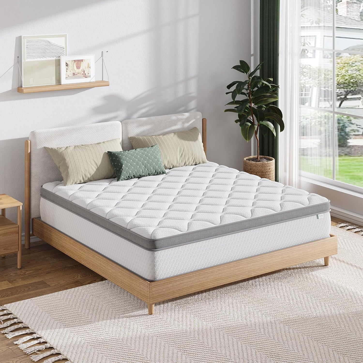 Novilla Twin Mattress, 10 Inch Twin Hybrid Mattress for Kids, Pocket Innerspring Pillow Top Mattresses for Motion Isolation, Pressure Relief & Edge Support, Medium Firm Feel