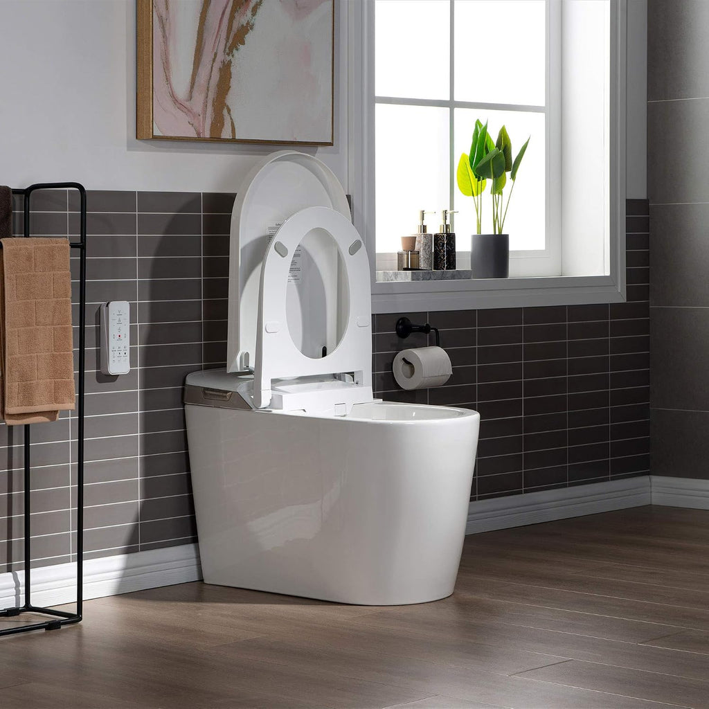 WOODBRIDGE B0980S Intelligent Smart Toilet, Auto Open & Close, Auto Flush,Heated Integrated Multi Function Remote Control, with Advance Bidet and Soft Closing Seat, White